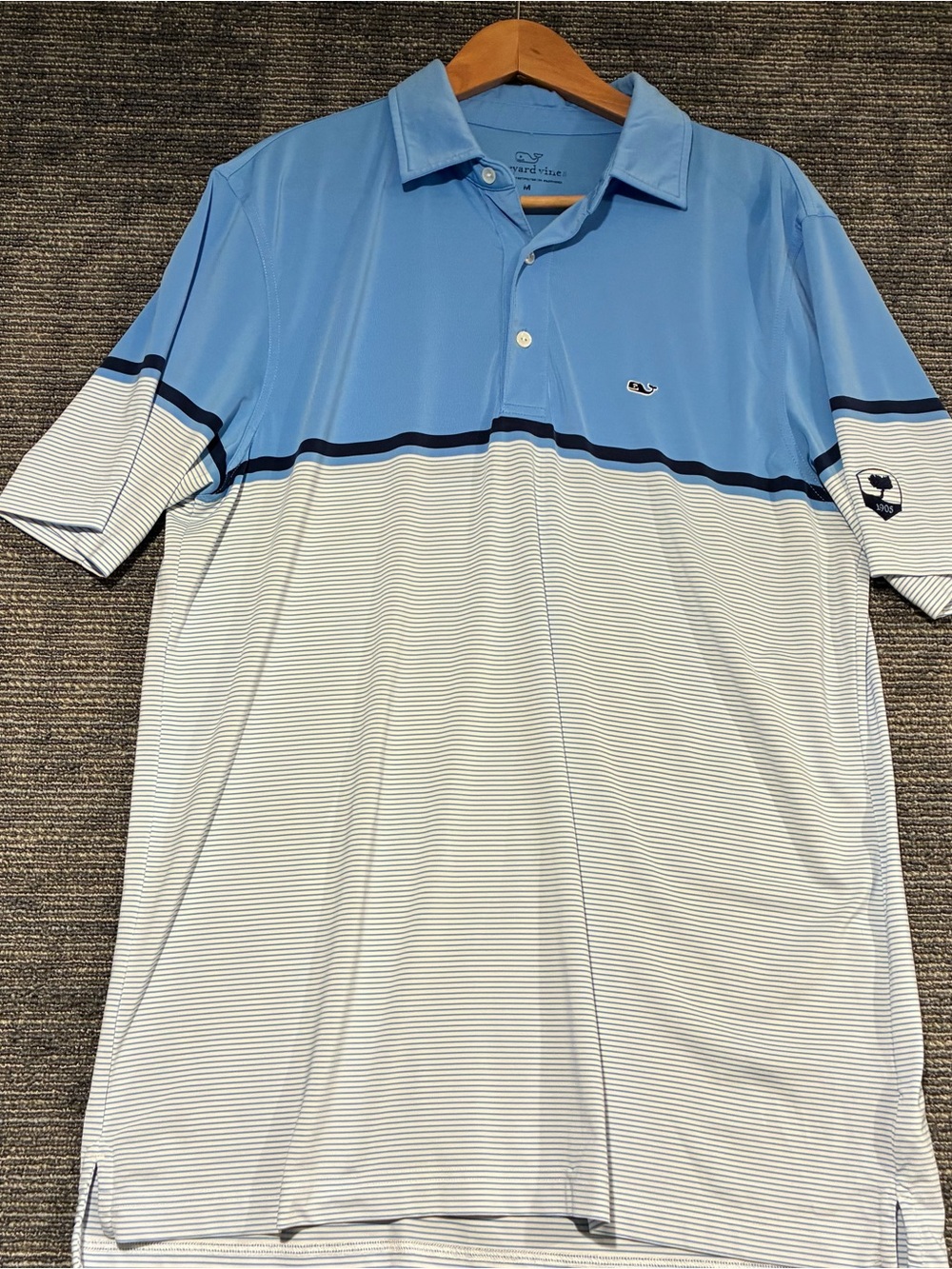 Vineyard Vines Sky Blue & White Striped Men’s Polo